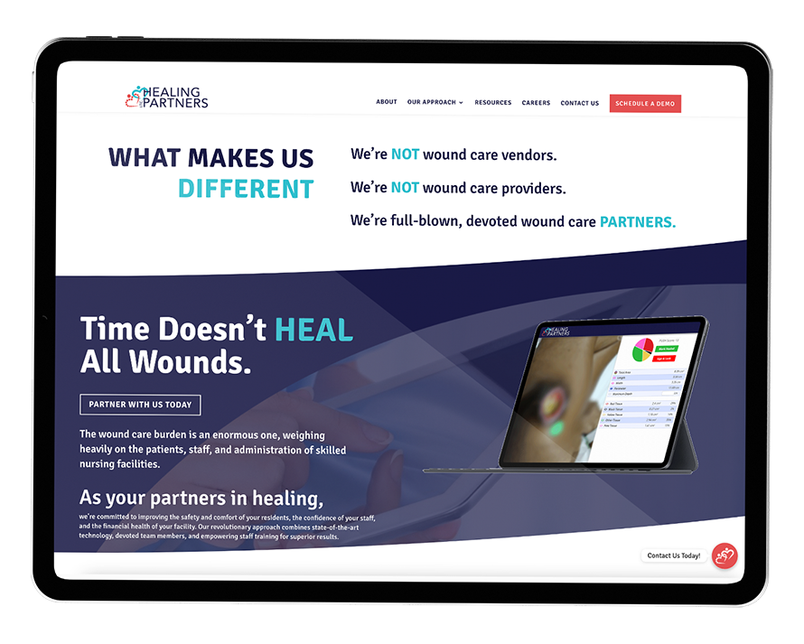 Healing Partners website on a tablet